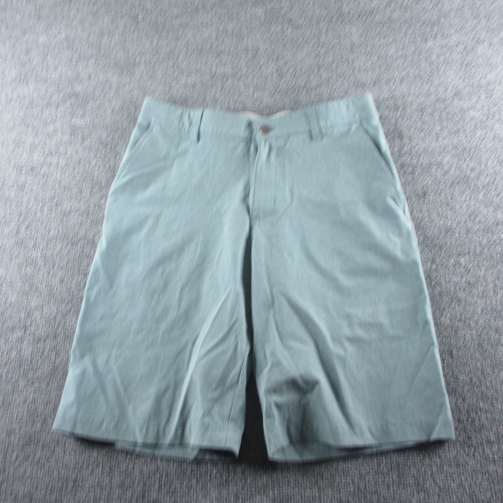 Adidas Shorts Men 30 Green 11" Golf Chino Flat Front Stretch Performance Pockets